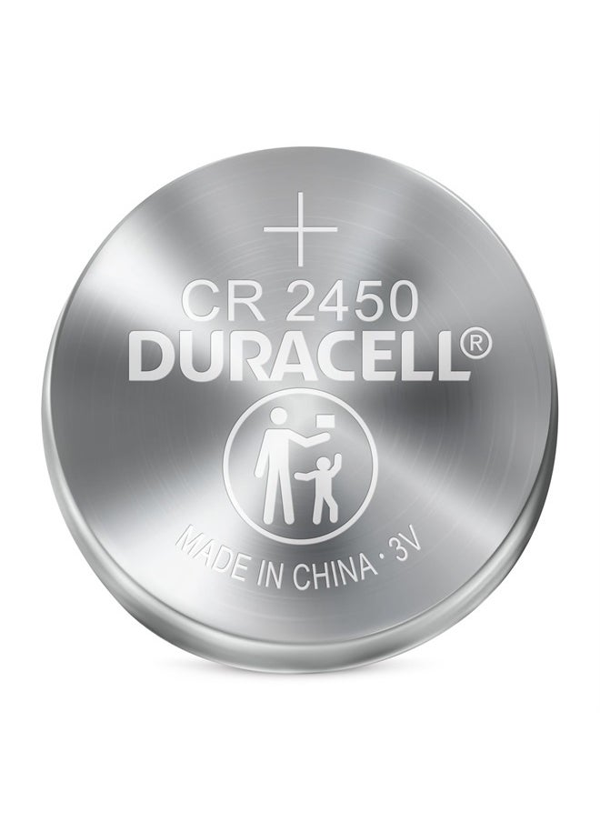 Duracell 2450 3V Lithium Battery, 1 Count Pack, Lithium Coin Battery for Medical and Fitness Devices, Watches, and more, CR Lithium 3 Volt Cell