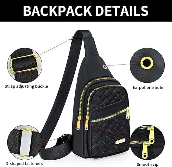 Xpandio Small Sling Backpack Sling Bag for Women Men, Chest Bag Daypack Crossbody for Travel Sport Running Hiking (Black) - Image 5
