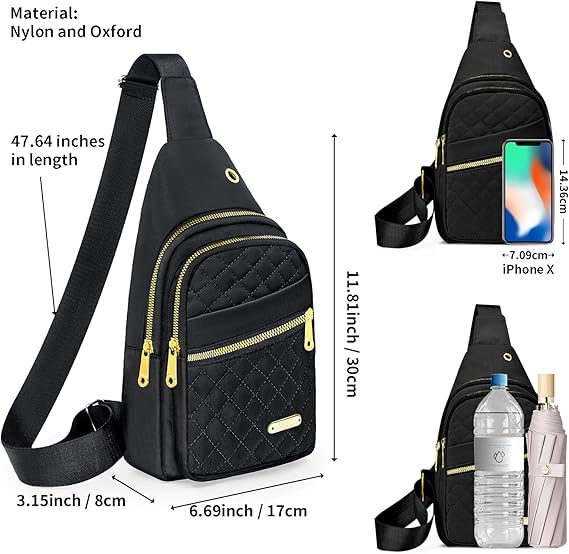 Xpandio Small Sling Backpack Sling Bag for Women Men, Chest Bag Daypack Crossbody for Travel Sport Running Hiking (Black) - Image 2