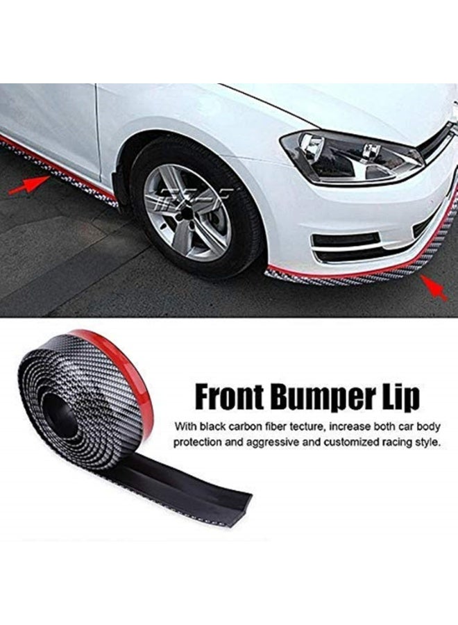 Front Bumper Spoiler Lip Carbon Fiber Universal Car Bumper Protector Car Stickers Front Lip Side Skirt Rubber Strip Splitter Spoiler for Vehicle 2.5m/8.2ft - Image 2