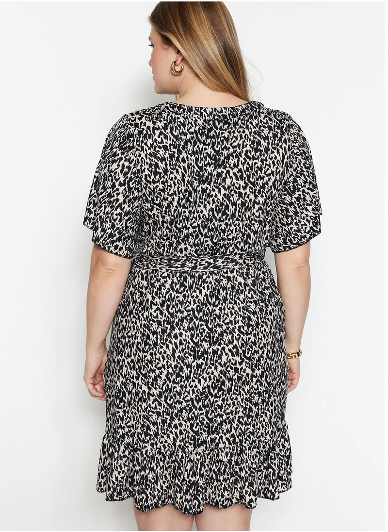 Trendyol Curve Tie Detail Printed Dress