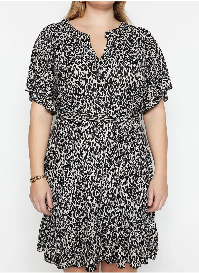Trendyol Curve Tie Detail Printed Dress