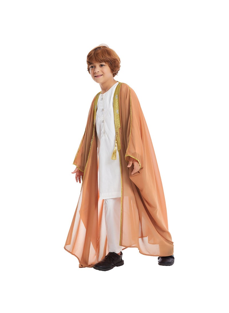 Teen Boys Long Robe with Tassel, Medieval Costume Cape, Kids Long Gown Outerwear for Cosplay Party  Stage Performance - Image 3
