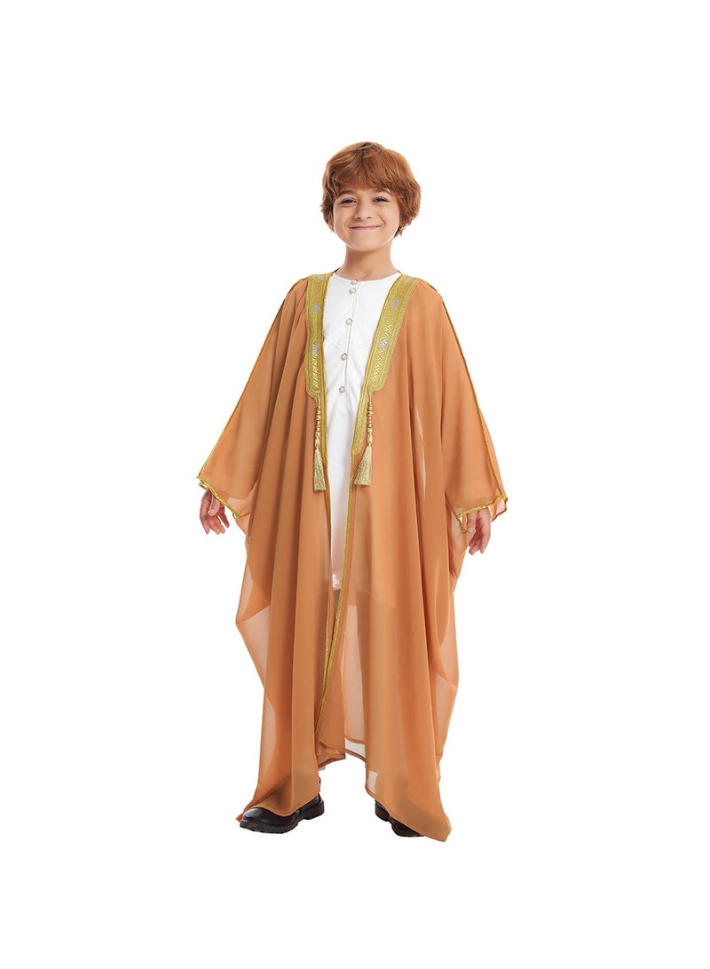 Teen Boys Long Robe with Tassel, Medieval Costume Cape, Kids Long Gown Outerwear for Cosplay Party  Stage Performance - Image 2