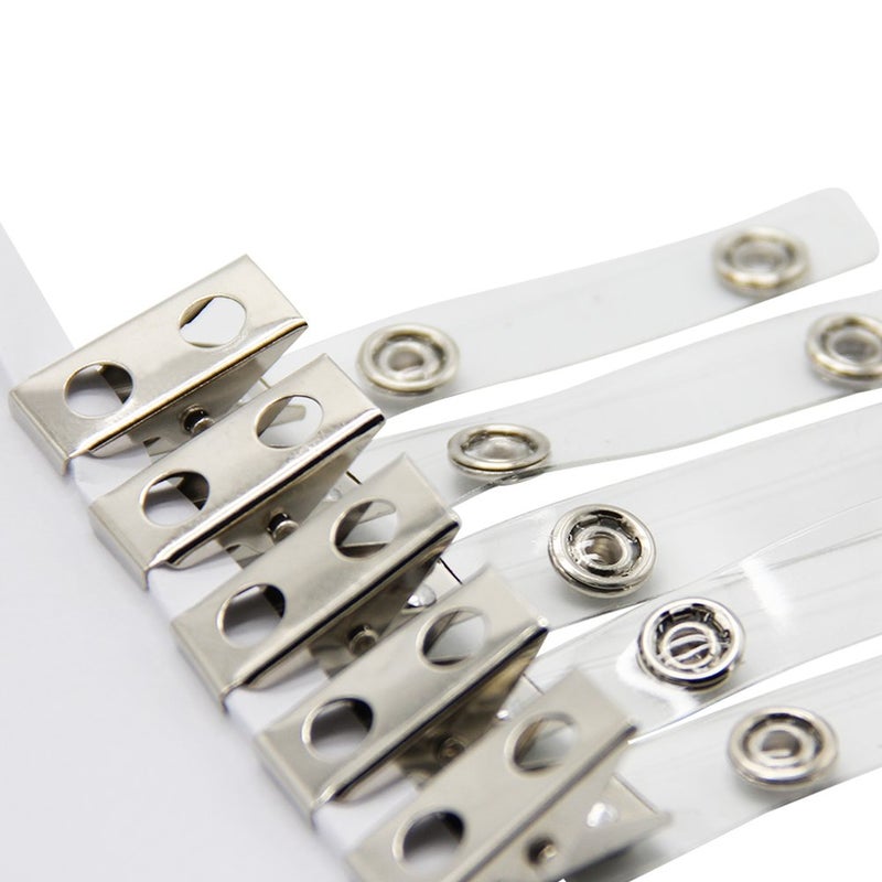 Happy Trees 100pc Metal Badge Clips with Strap Clear ID Strap Clip Adapter - Image 3