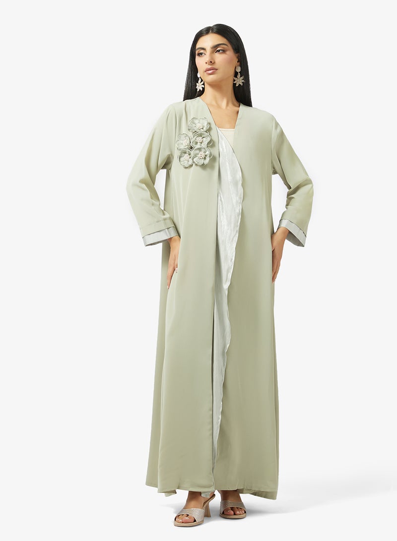 Khizana Abaya With 3D Floral - Image 1