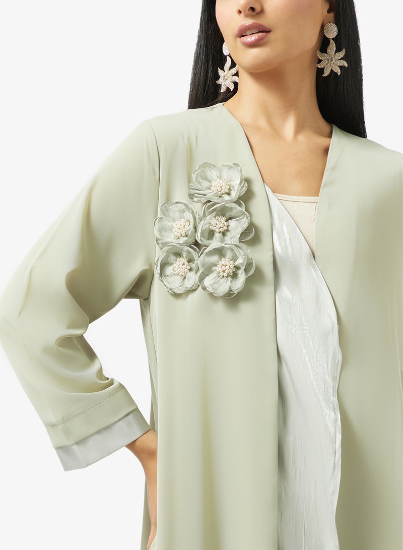Khizana Abaya With 3D Floral - Image 3