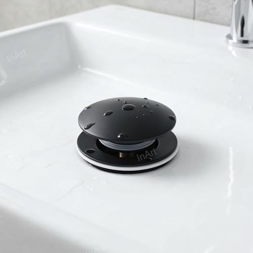 InArt Black Finish Pop-up Brass Basin Drainer/Waste Coupling for Bathroom Wash Basin/Vessel Sink - 5 Inch Full Threaded, 32 MM Flush Valve Faucet, Easy Install Black Matt - Image 4