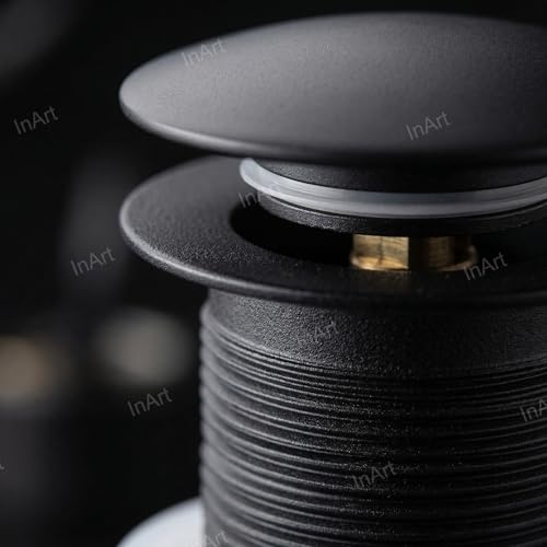 InArt Black Finish Pop-up Brass Basin Drainer/Waste Coupling for Bathroom Wash Basin/Vessel Sink - 5 Inch Full Threaded, 32 MM Flush Valve Faucet, Easy Install Black Matt - Image 5