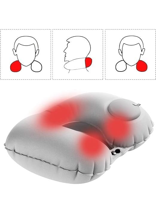 HEYOL HEYOL Portable Push Type Automatic Inflatable UShaped Pillow Travel Press Button Neck Pillow for Outdoor Travelling MultiColor Pack of 1  - Image 2