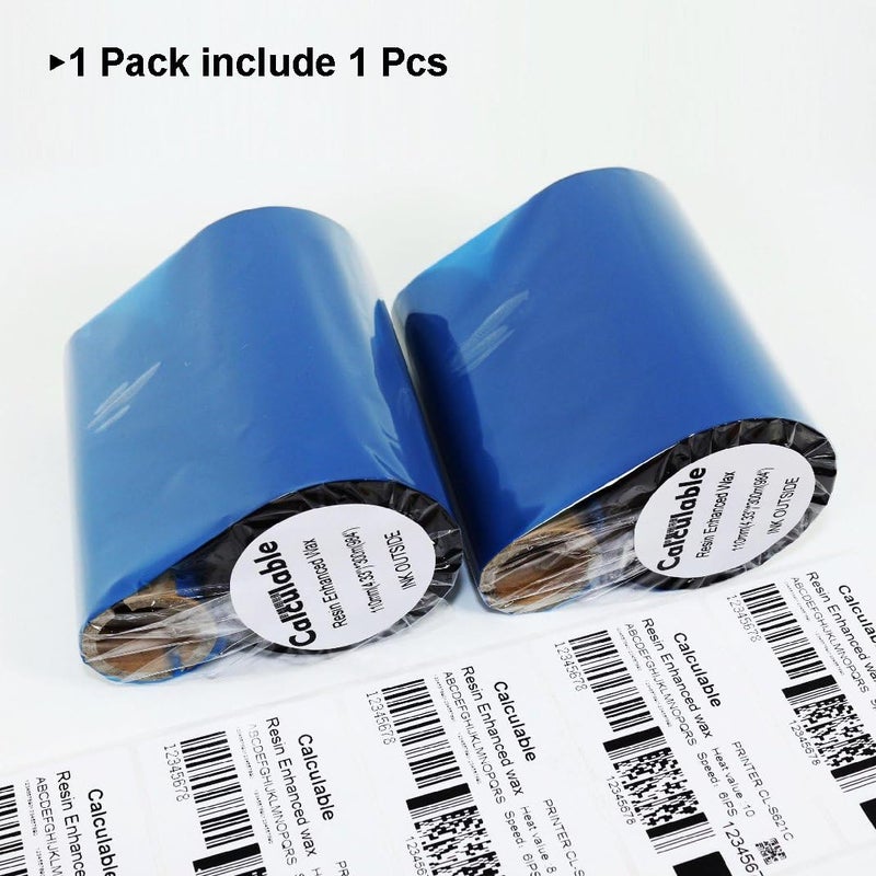 DEFMATE Resin Enhanced Wax 4.33" x984' (110mm X 300m) 1" Core 1" Vice Core Ultra Durable Thermal Transfer Wax Ribbon for Zebra Desktop Printer S4M Z4M 105SE 105S 105SL 105SLPlus 160S S500 S600.etc - Image 4