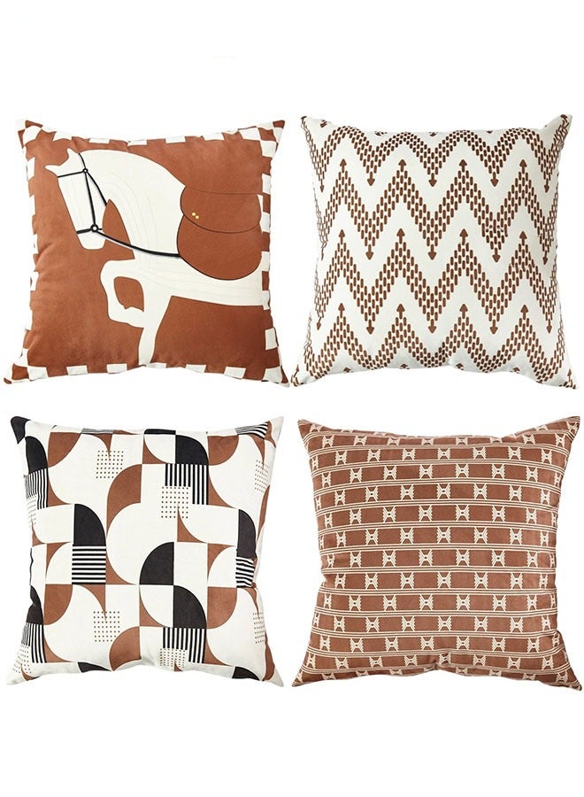 Maillard Style Short Plush Throw Pillow Covers Set of 4 - Double-Sided Pattern for Living Room, Sofa, Bedroom Décor (45x45cm / 18x18 inches) - Image 1