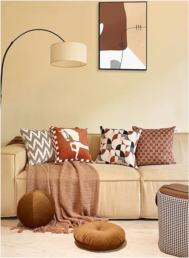 Maillard Style Short Plush Throw Pillow Covers Set of 4 - Double-Sided Pattern for Living Room, Sofa, Bedroom Décor (45x45cm / 18x18 inches) - Image 2