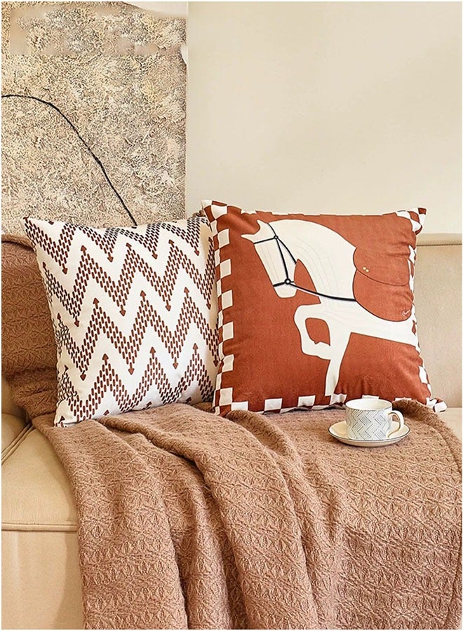 Maillard Style Short Plush Throw Pillow Covers Set of 4 - Double-Sided Pattern for Living Room, Sofa, Bedroom Décor (45x45cm / 18x18 inches) - Image 4