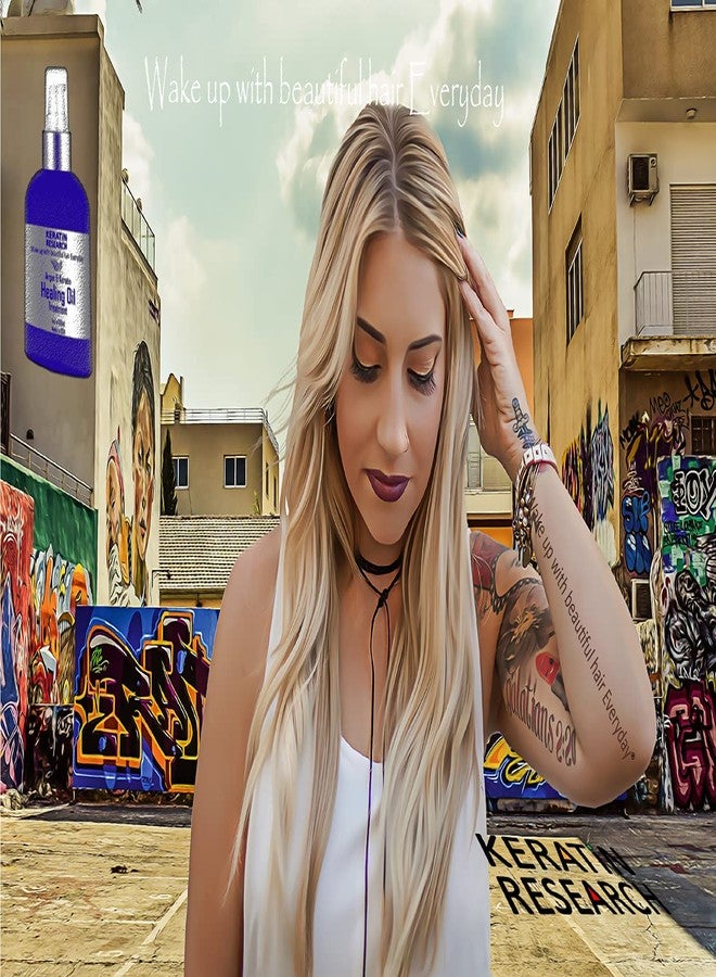 KERATIN RESEARCH Keratin and Argan Damaged Hair Serum Repairing & Healing Oil Treatment Rejuvenates Nourishes adds shine & Conditions Hair Instantly 4oz Large bottle lasts for months - Image 2