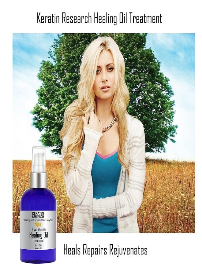KERATIN RESEARCH Keratin and Argan Damaged Hair Serum Repairing & Healing Oil Treatment Rejuvenates Nourishes adds shine & Conditions Hair Instantly 4oz Large bottle lasts for months - Image 3