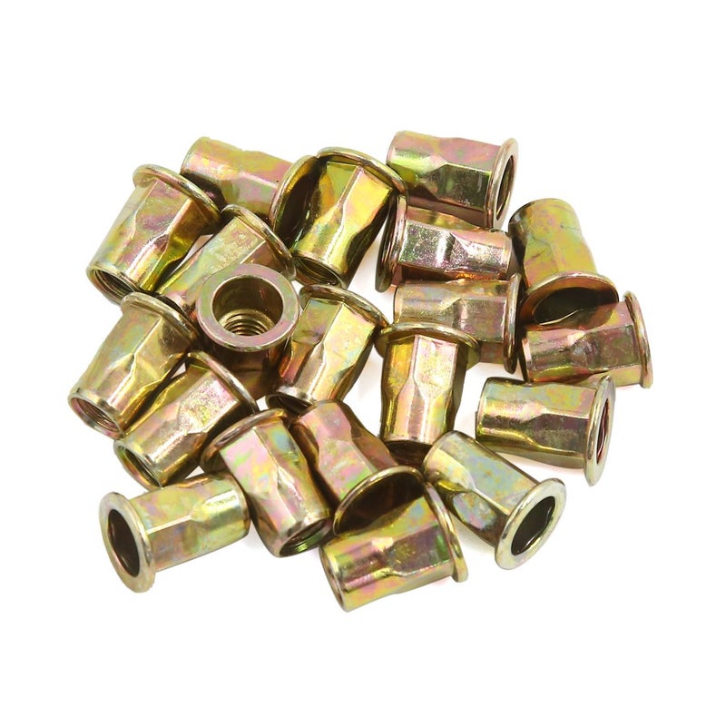 uxcell 20 Pcs M8 Car Bronze Tone Carbon Steel Thread Half Hexagonal Rivet Nut - Image 5