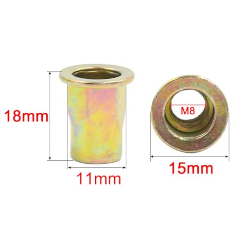 uxcell 20 Pcs M8 Car Bronze Tone Carbon Steel Thread Half Hexagonal Rivet Nut - Image 4