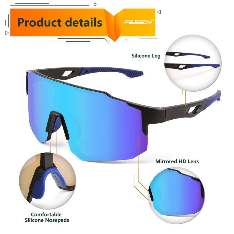 FEISEDY Sports Sunglasses for Men, Women and Teens - Baseball and Cycling UV400 Protection B2388 - Image 3