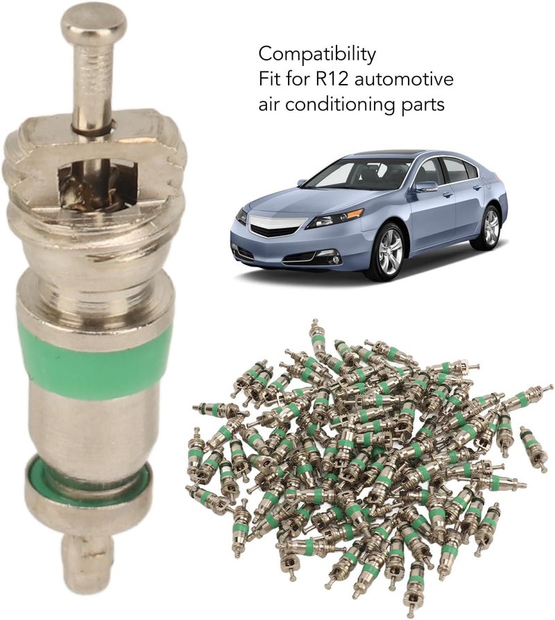 100pcs R12 Air Conditioning Valve Core with Green Rubber Ring for Automotive AC Systems Valve Stem Core Replacement - Image 2