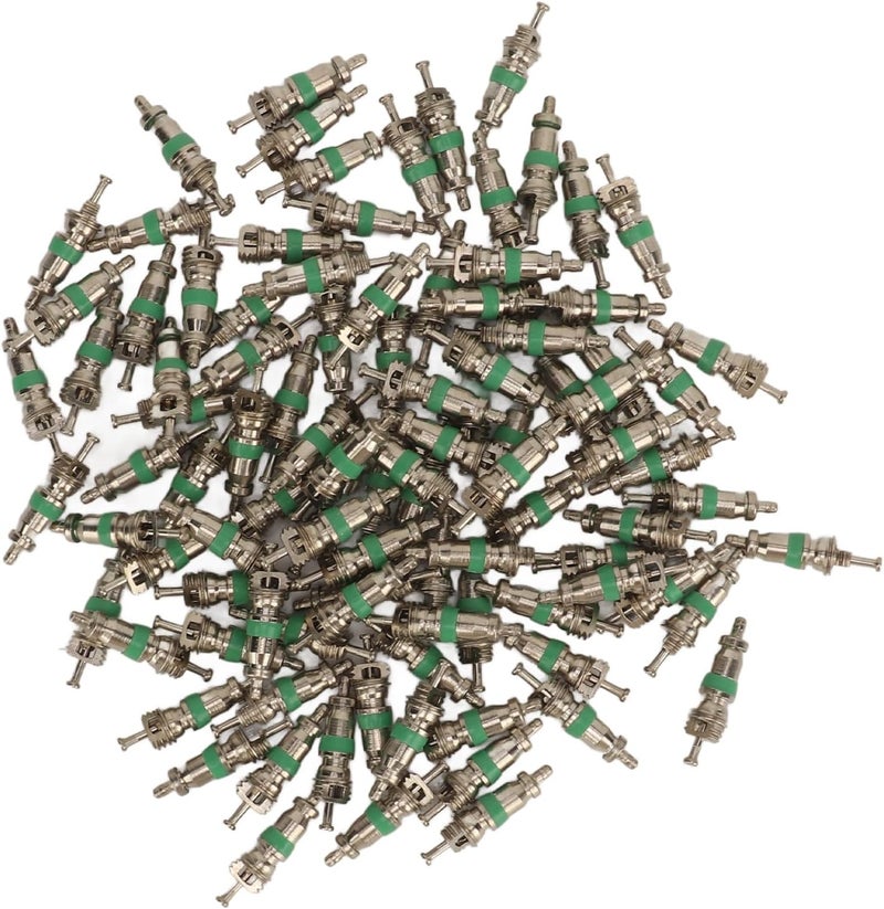 100pcs R12 Air Conditioning Valve Core with Green Rubber Ring for Automotive AC Systems Valve Stem Core Replacement - Image 1
