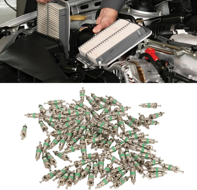 100pcs R12 Air Conditioning Valve Core with Green Rubber Ring for Automotive AC Systems Valve Stem Core Replacement - Image 4