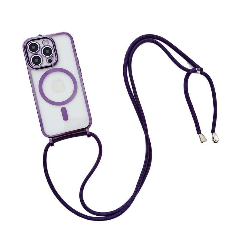 BB Silicone MagSafe Case for iPhone 13 with Drop Protection and Strong Magnetic plus Shockproof plus Lanyard in Purple - Image 1