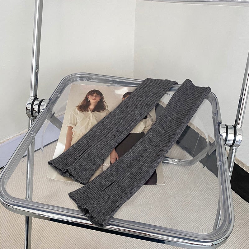 Chic Knit Arm Warmers Autumn Sweet Solid Color Half-Sleeve Dark gray 