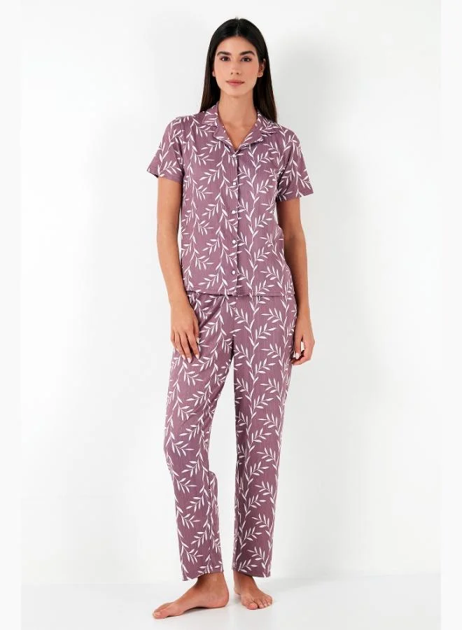 Lela Lela Regular Fit Shirt Collar Short Sleeve Pajama Set Women's PAJAMA SET 65780124