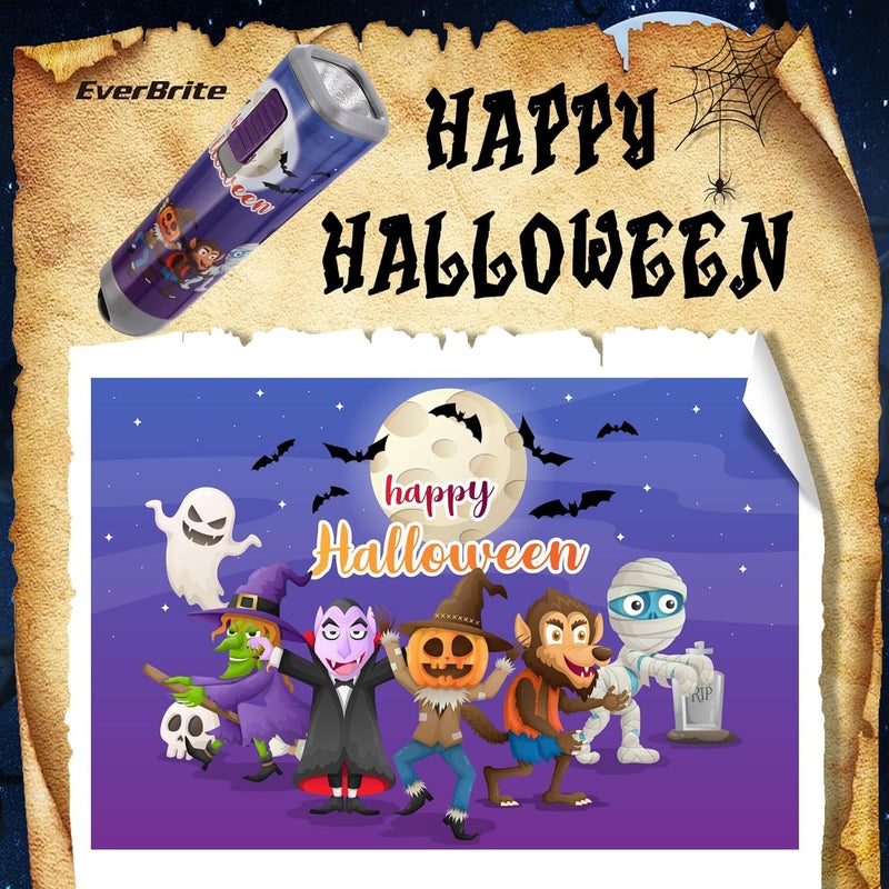 EverBrite Halloween Flashlights Halloween Gifts, Small LED Flash Light Handheld Torch with Lanyard 3AAA Battery Included, 1 Pack-Purple - Image 2
