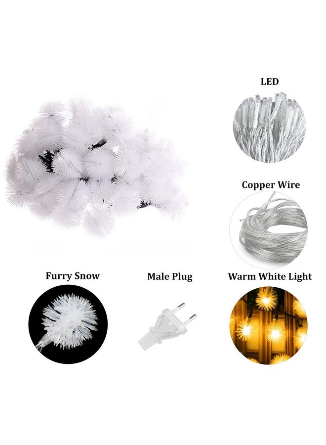 fizzytech أضواء سلسلة كرات الثلج الفرو البلاستيكية من فيزيتيك لتزيين المنزل لأضواء ديوالي (4 متر 25 ليد، أبيض دافئ) - Image 3
