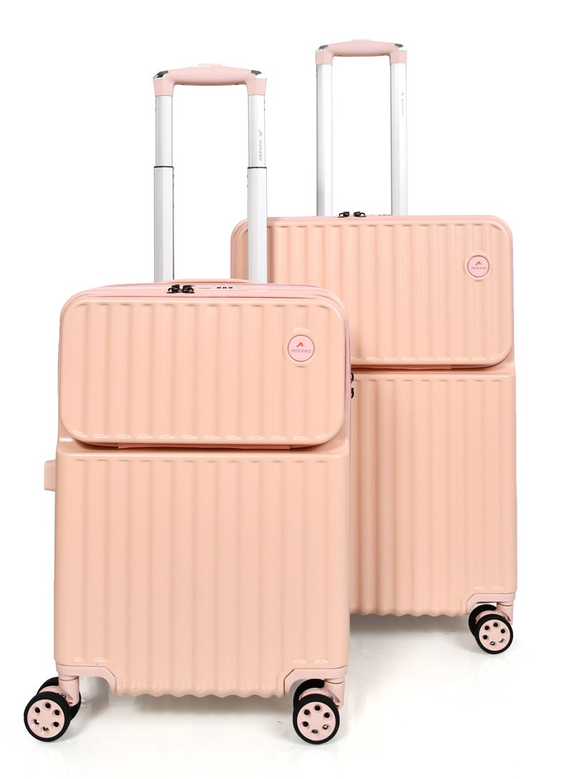 MORANO Morano Hard-Side Women Luggage Made of Polycarbonate Lightweight 4 Double Wheeled Suitcase with Built-In TSA type lock (2-Set, Pink) Size 20''+24'' Inches. - Image 1
