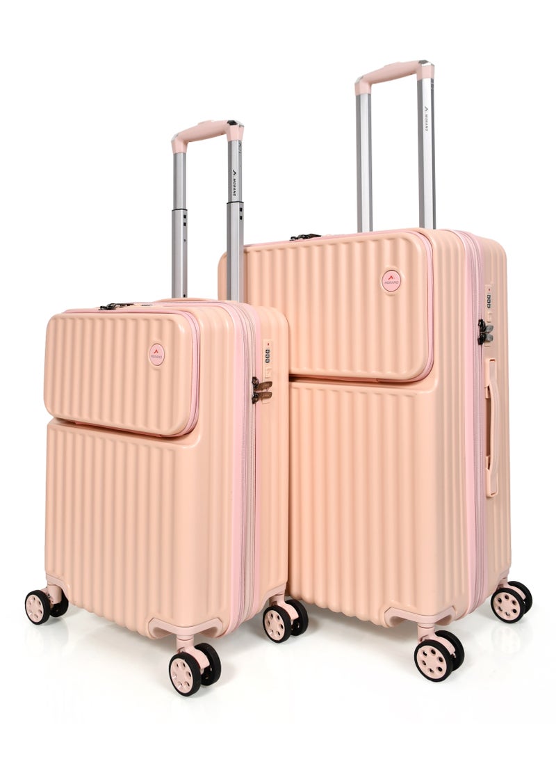 MORANO Morano Hard-Side Women Luggage Made of Polycarbonate Lightweight 4 Double Wheeled Suitcase with Built-In TSA type lock (2-Set, Pink) Size 20''+24'' Inches. - Image 2
