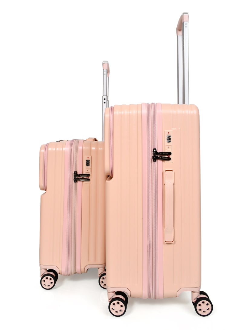 MORANO Morano Hard-Side Women Luggage Made of Polycarbonate Lightweight 4 Double Wheeled Suitcase with Built-In TSA type lock (2-Set, Pink) Size 20''+24'' Inches. - Image 3