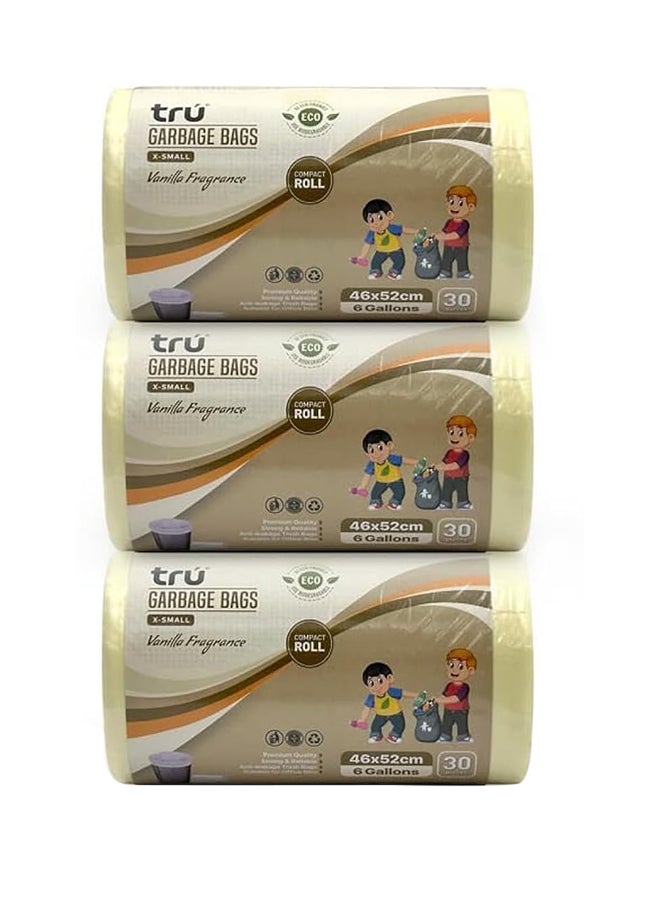 Tru Vanilla Scented Garbage Bags Compact Roll 46x52cm - Pack of 3  - Image 1
