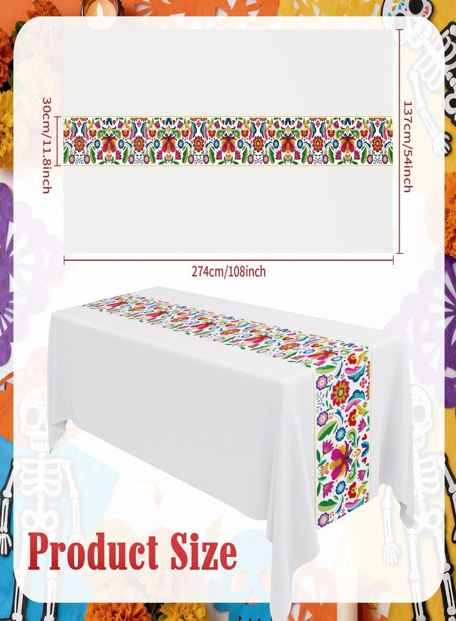 Oudain 3 Pcs Fiesta Tablecloth 108 x 54 Inch Plastic Tablecover Mexican Waterproof Tablecloth Disposable Table Cover for Taco Night Festive Mexican Fiesta Wedding Party Decoration (White 1) - Image 2