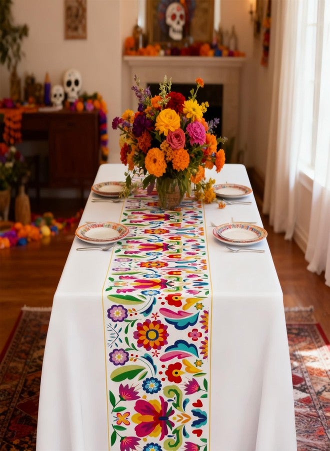 Oudain 3 Pcs Fiesta Tablecloth 108 x 54 Inch Plastic Tablecover Mexican Waterproof Tablecloth Disposable Table Cover for Taco Night Festive Mexican Fiesta Wedding Party Decoration (White 1) - Image 5