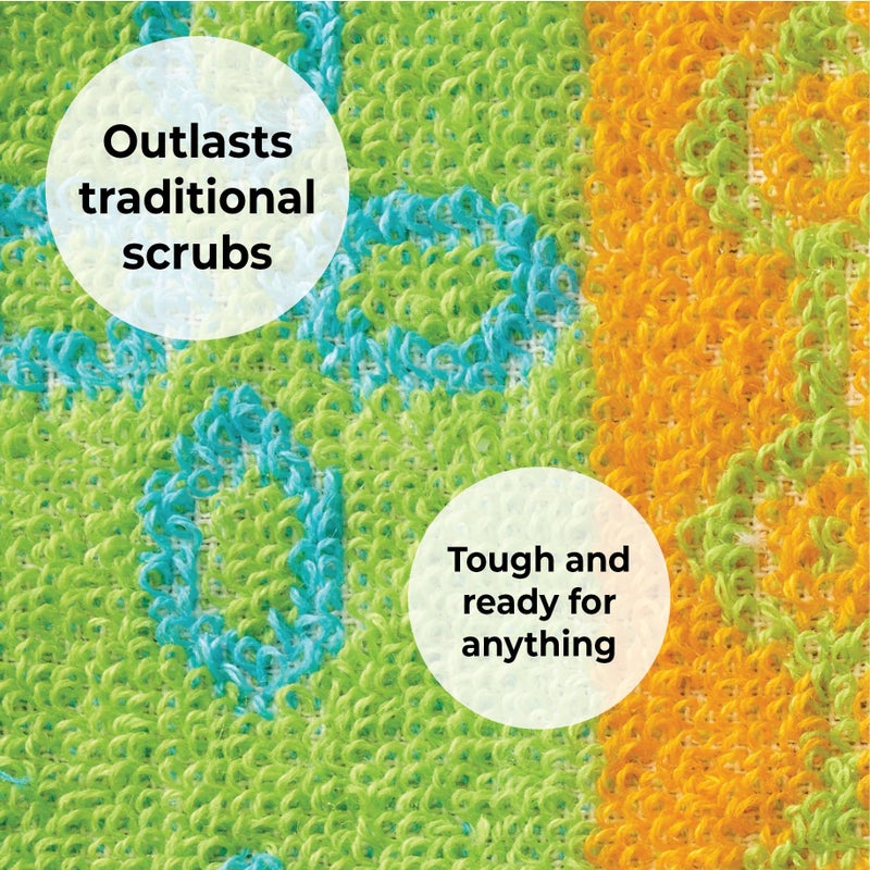 Skoy Scrub, 2-pack Reusable, Non-Scratching Dish Scrubber for Kitchen and Household Cleaning, Planet-Friendly, Dishwasher Safe Soft Scrub, Monochromatic Colors - Image 5