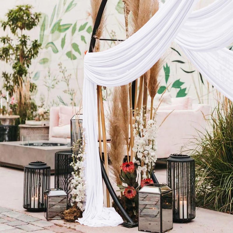 LINXTAR White Wedding Arch Draping Fabric 30'' x 18FT Sheer Chiffon Arch Drape Backdrop 1 Panel Drape for Easter Bridal Shower Baby Shower Photo Booth Church Decor Birthday Party Outdoor Decoration - Image 5