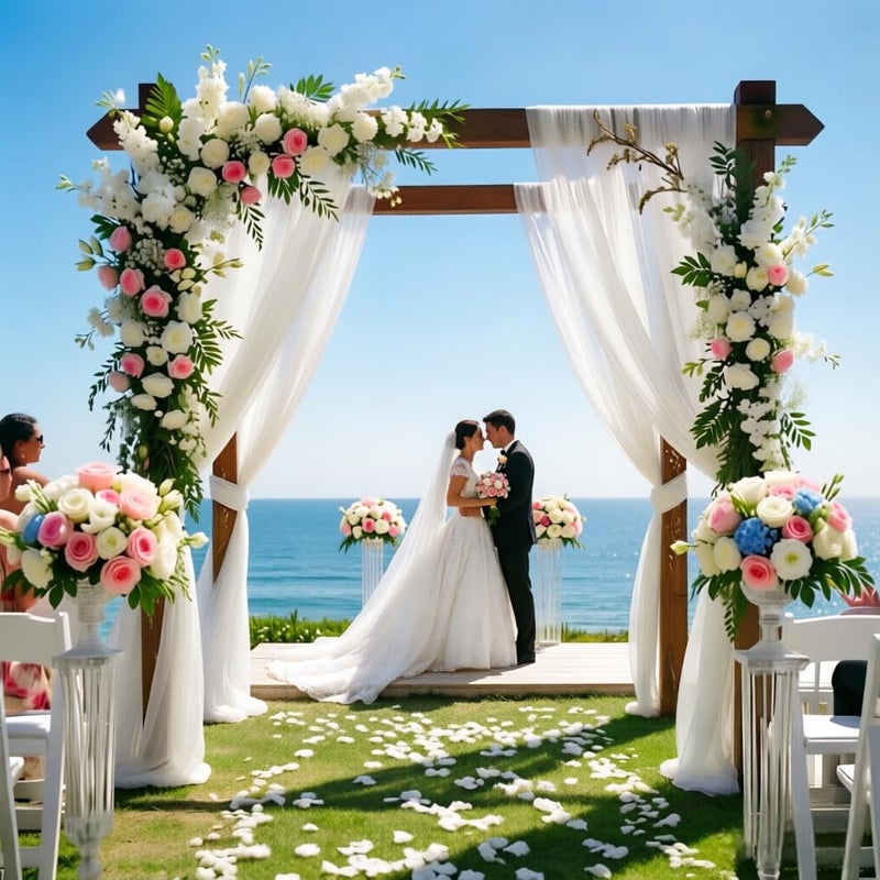 LINXTAR White Wedding Arch Draping Fabric 30'' x 18FT Sheer Chiffon Arch Drape Backdrop 1 Panel Drape for Easter Bridal Shower Baby Shower Photo Booth Church Decor Birthday Party Outdoor Decoration - Image 3