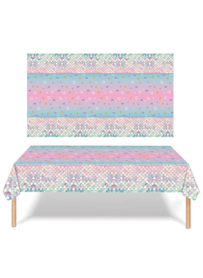 New Fish Scale Mermaid Theme Birthday Products Disposable Tablecloth Paper Cup Tissue Paper Plate Party Tableware Set - Image 4