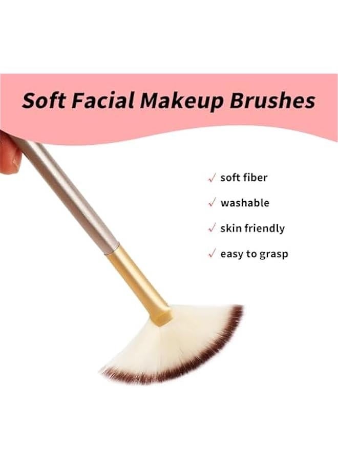 3Pcs Slim Soft Fan Brush, Fan Shape Makeup Brushes for Highlighter, Fluffy Packing Brush Facial Brushes Applicator for Esthetician Cosmetic Mud Cream Glycolic Peel Masques(3Pcs) - Image 5