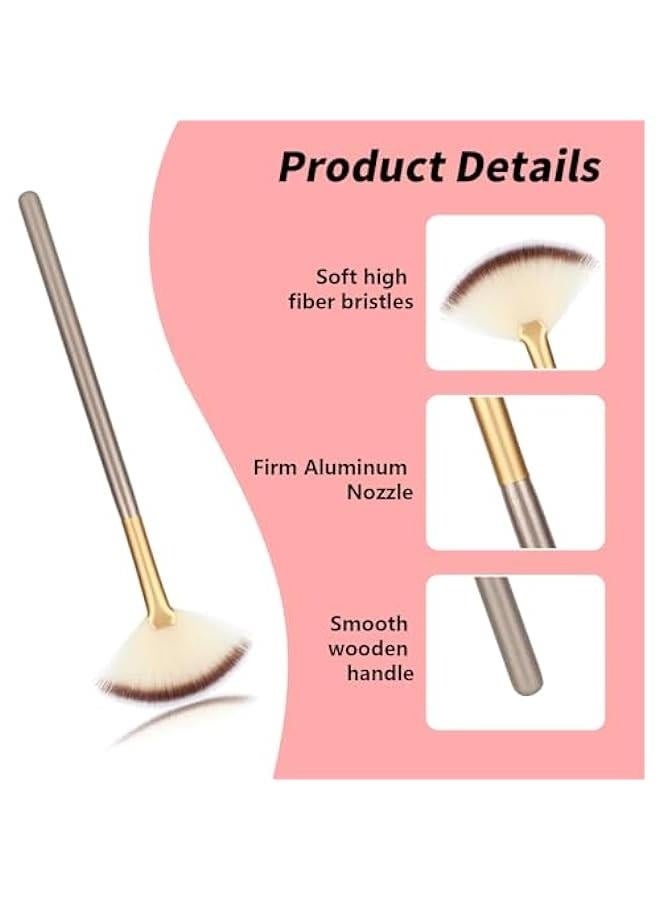 3Pcs Slim Soft Fan Brush, Fan Shape Makeup Brushes for Highlighter, Fluffy Packing Brush Facial Brushes Applicator for Esthetician Cosmetic Mud Cream Glycolic Peel Masques(3Pcs) - Image 4