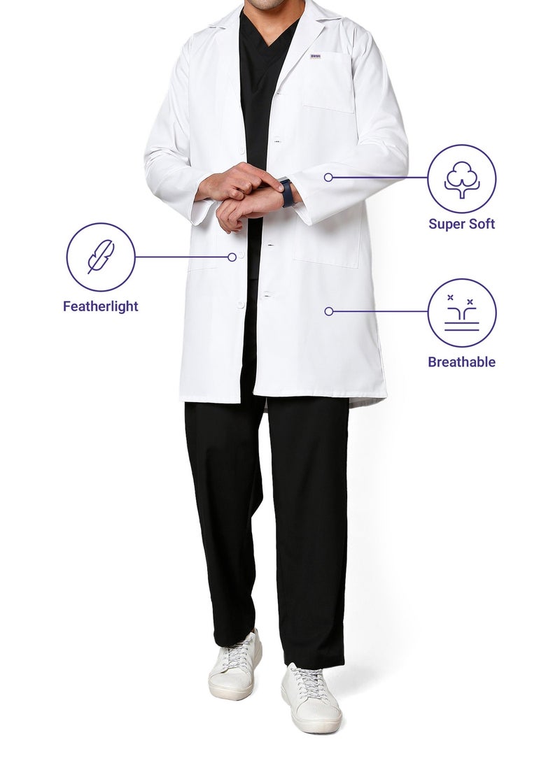 KNYA Men's Lab Coat | Apron | Long Sleeves | 3 Pockets | Uniform for Doctors - Image 4