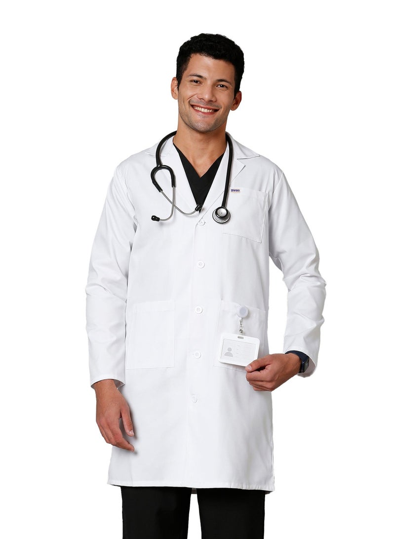 KNYA Men's Lab Coat | Apron | Long Sleeves | 3 Pockets | Uniform for Doctors - Image 2