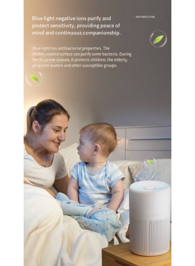 Home air purifier with blue light negative ion purification, capable of filtering pollen and dust, small bedroom air purifier. - Image 2