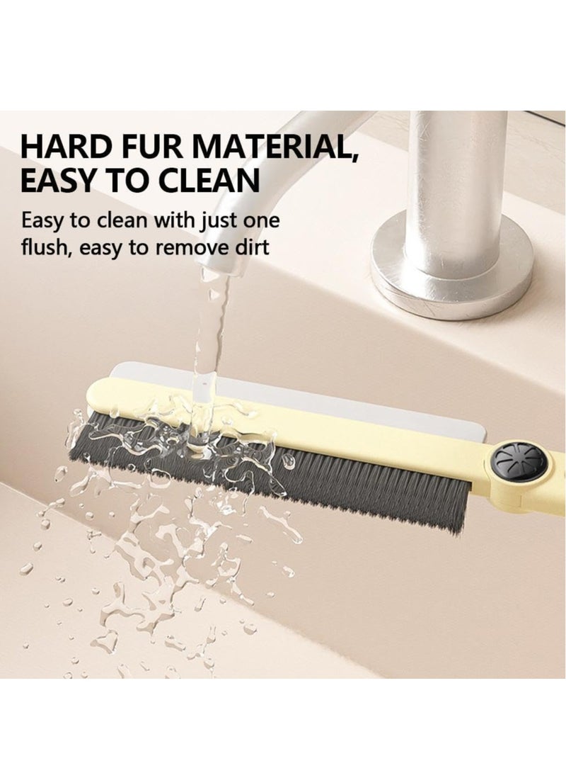 SYOSI Multi-Function Rotating Crevice Cleaning Brush, Hard Bristle Crevice Cleaning Brushes with Scraper, Bathroom Gap Brush, Household Rotating Crevice Cleaning Tool (2pcs) - Image 5