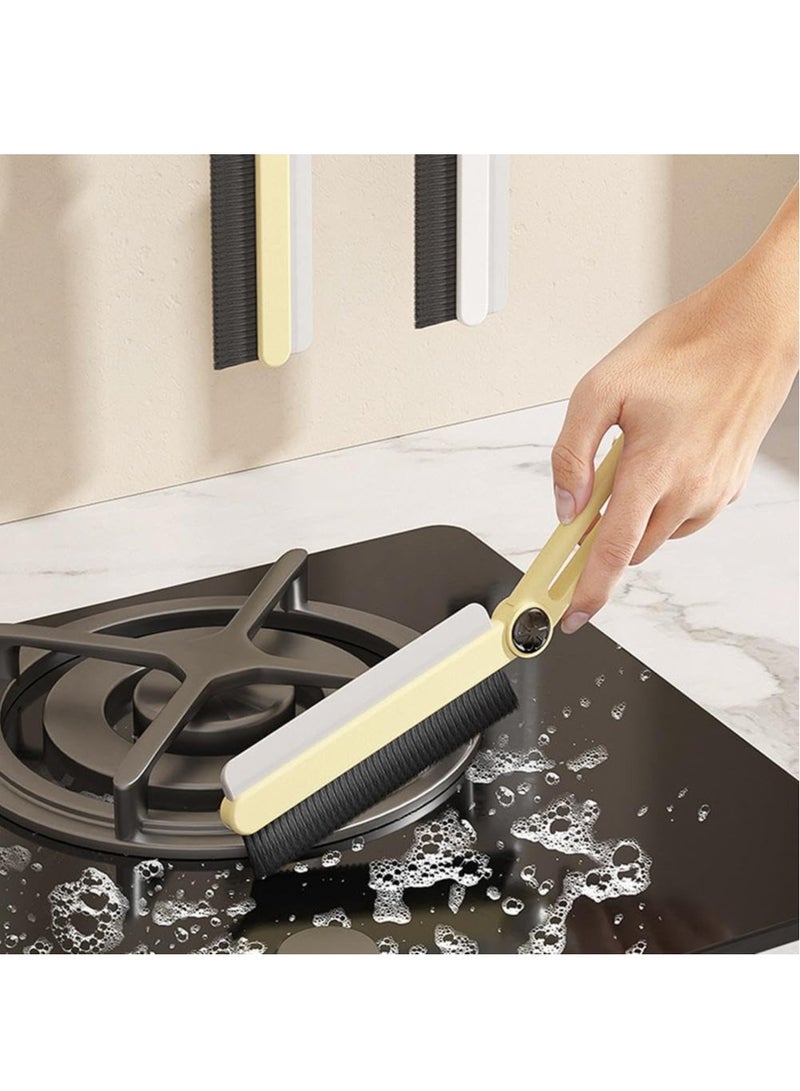 SYOSI Multi-Function Rotating Crevice Cleaning Brush, Hard Bristle Crevice Cleaning Brushes with Scraper, Bathroom Gap Brush, Household Rotating Crevice Cleaning Tool (2pcs) - Image 4