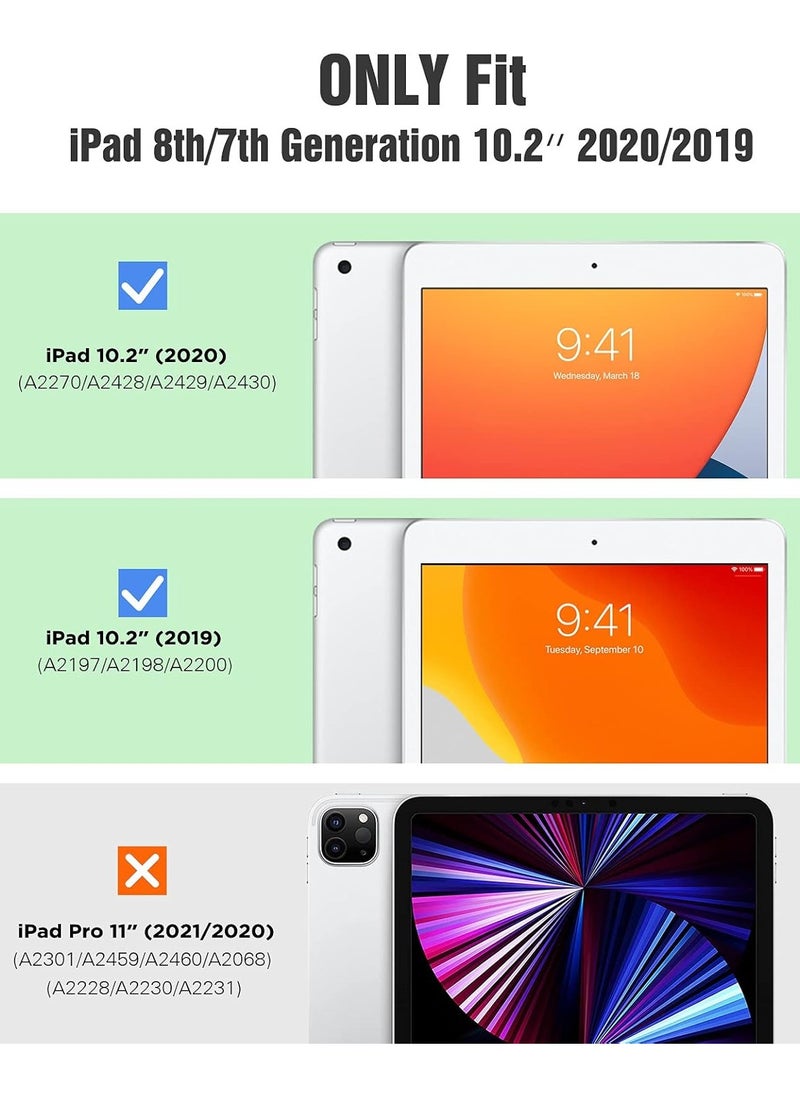 Case for iPad 9th Generation 2021/iPad 8th Generation 2020/iPad 7th Generation 2019 10.2 inch with Pencil Holder, Slim Protective Cover with Clear Back Shell, Auto Wake/Sleep, (Green)