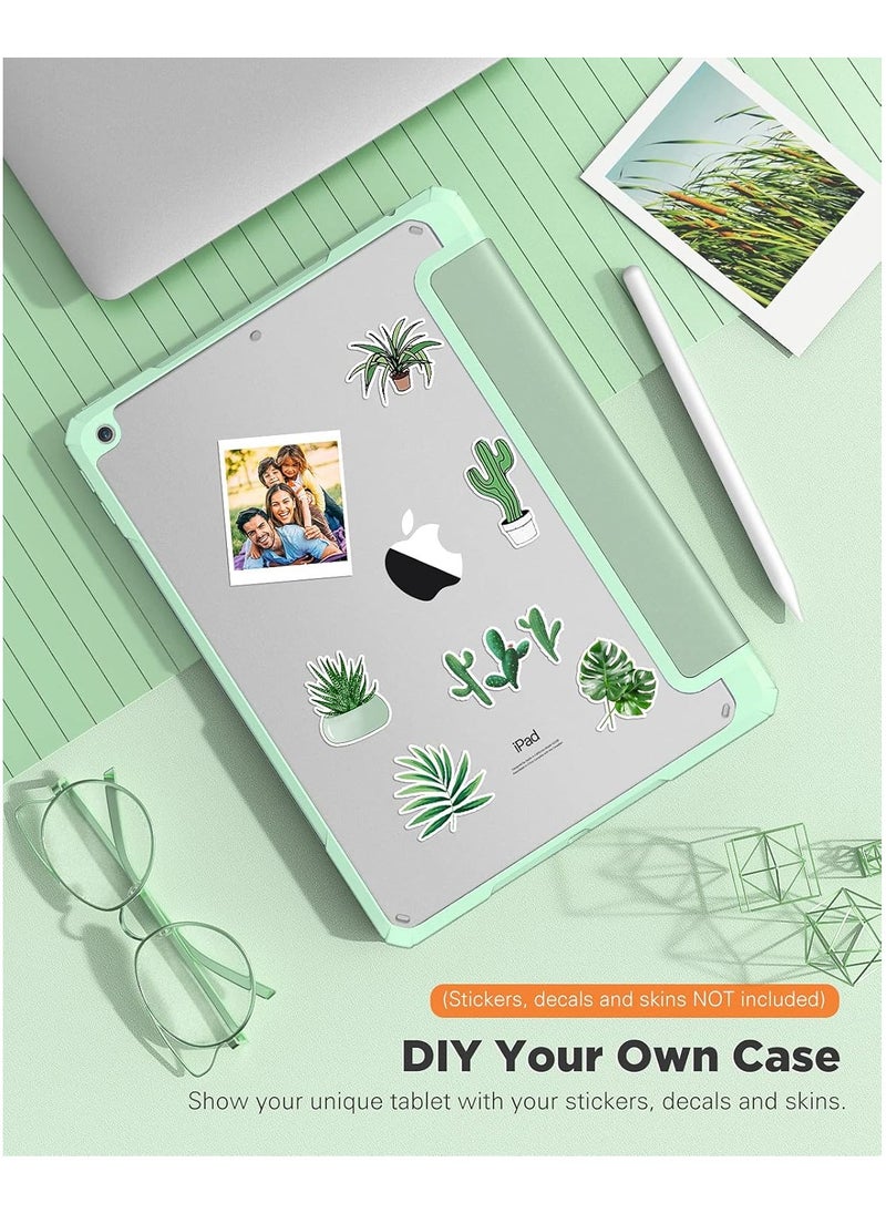 Case for iPad 9th Generation 2021/iPad 8th Generation 2020/iPad 7th Generation 2019 10.2 inch with Pencil Holder, Slim Protective Cover with Clear Back Shell, Auto Wake/Sleep, (Green)